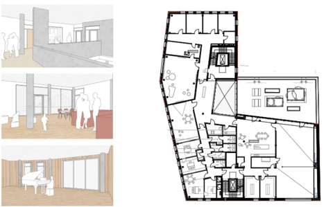 Impressionen des 1. Obergeschosses im Stadtteilhaus