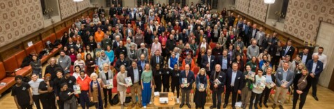 Der Rathausfestsaal war am Abend des 1. Februars bis auf den letzten Platz belegt - denn ca. 250 Zukunftsmacherinnen und Zukunftsmacher von Gutes Morgen Münster waren der Einladung des Oberbürgermeisters gefolgt.