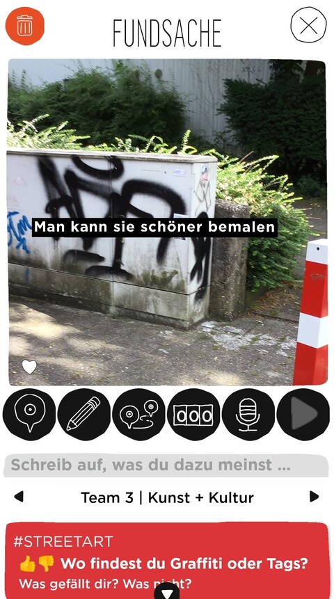 Screenshot App Stadtsache zum Thema Kunst