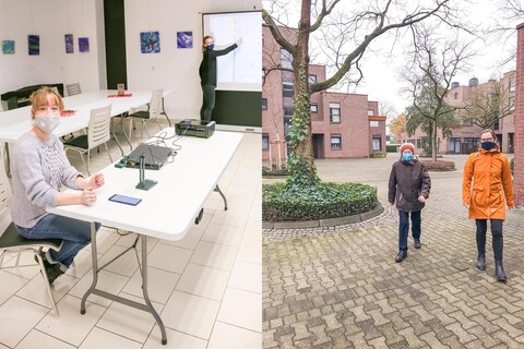 Karin Grave und Johanna Buschkühl berichten von Ihrer Quartiersarbeit im Zukunftsfragen-Podcast. 