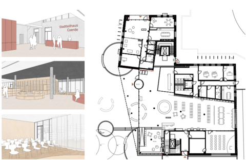 Impressionen des Erdgeschosses im Stadtteilhaus