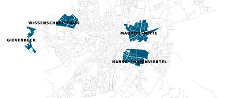 Übersicht Stadtteile und Quartiere der Zukunftsspaziergänge